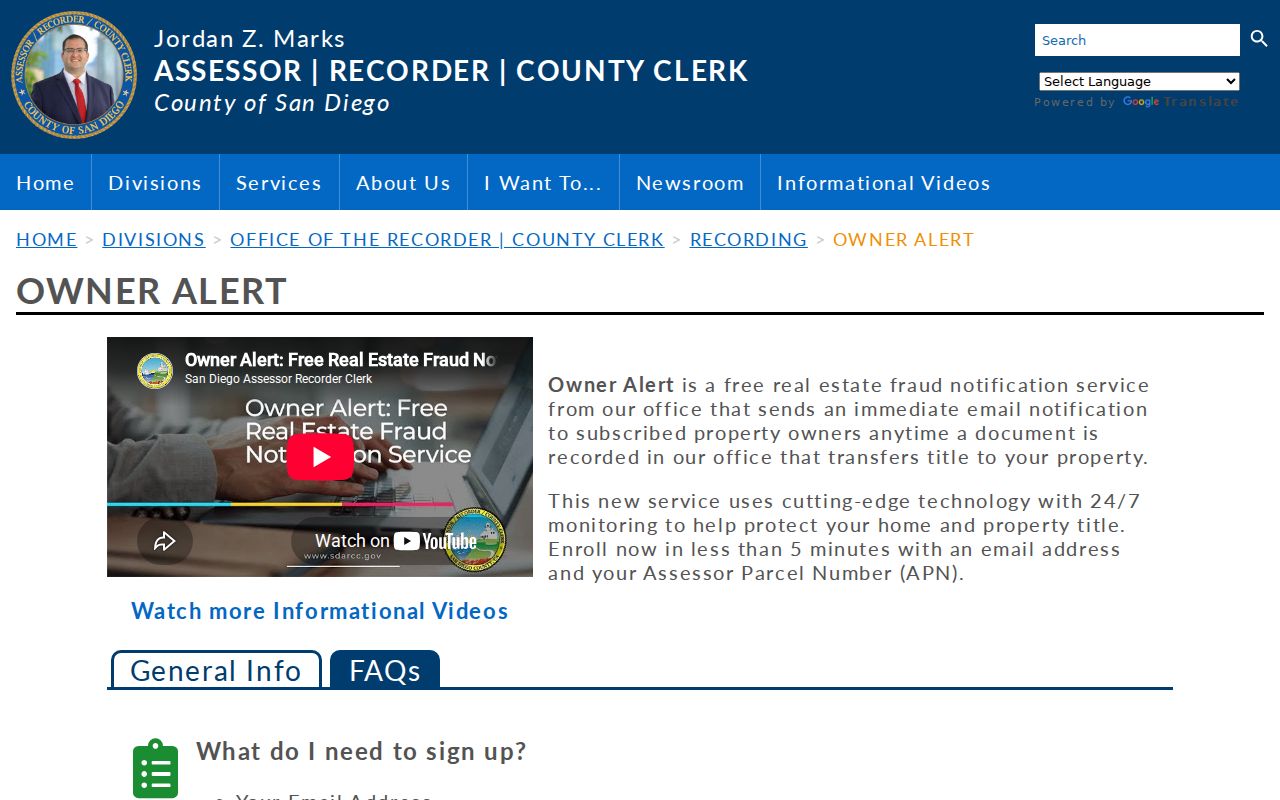 Chula Vista neighbors county owner alert service